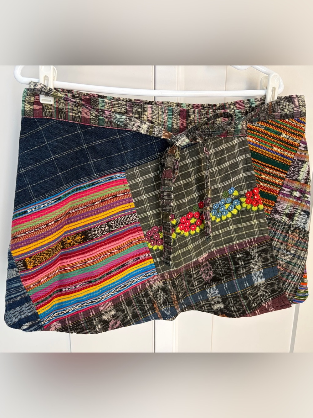 Mayan Wrap Skirt Mini Bohemian Patchwork Guatemala One Size